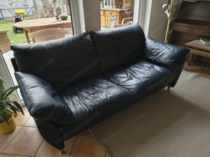 Ledersofa 2 Sitzer (dunkelblau) Bild 4