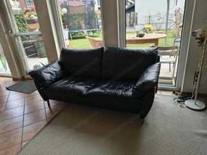Ledersofa 2 Sitzer (dunkelblau) Bild 5