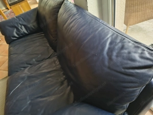 Ledersofa 2 Sitzer (dunkelblau) Bild 2