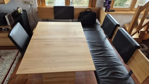 Hochwertige massivholz-Essecke (Buche) mit ausziehbarem Tisch und 3 Sesseln Bild 2