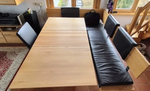 Hochwertige massivholz-Essecke (Buche) mit ausziehbarem Tisch und 3 Sesseln Bild 4