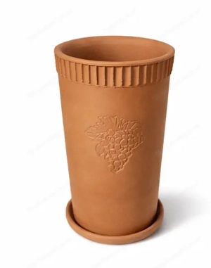 Weinkühler aus Ton (Terrakotta) mit Untersetzer - naturgekühlt Bild 2