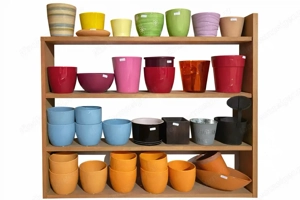 Keramikübertöpfe, verschiedene Farben, Tontöpfe, Pflanztöpfe, Tonschale