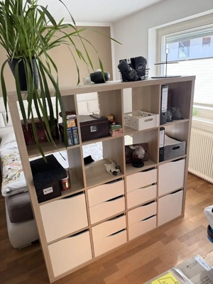 IKEA KALLAX Regal 4x4   Eicheneffekt mit 8 hochwertigen Einsätzen Bild 2