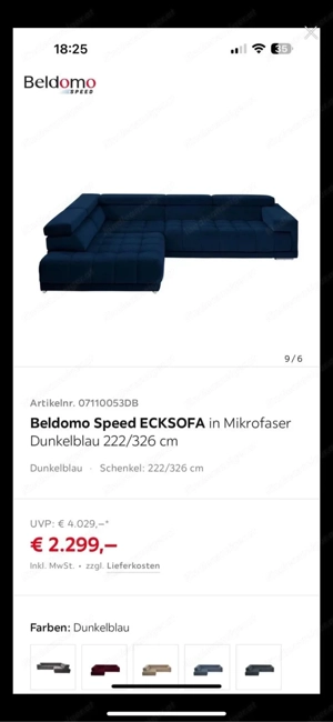 Ecksofa dunkel blau 