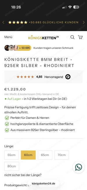 Königskette 925er Silber 8mm breit & 60cm lang  Bild 6