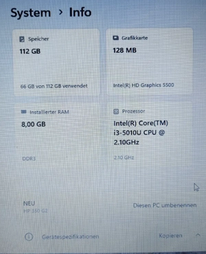 Notebook HP 350 G2 RAM 8 Gb, SSD 126 Gb in sehr gutem Zustand  Bild 3