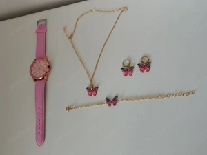 Damen Schmuck Set + Pinke Uhr   Schmetterling   Neu Bild 3