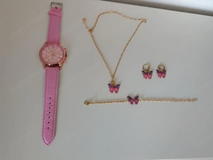 Damen Schmuck Set + Pinke Uhr   Schmetterling   Neu Bild 4