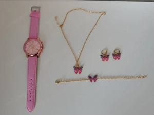Damen Schmuck Set + Pinke Uhr   Schmetterling   Neu Bild 2