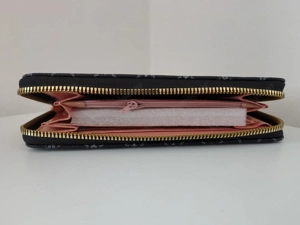 Damen Geldbörse Schwarz mit Muster   Großes Portemonnaie mit Reißverschluss Bild 3