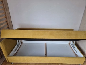 Senfgelbe Schlafcouch mit Bettunterkasten Bild 3