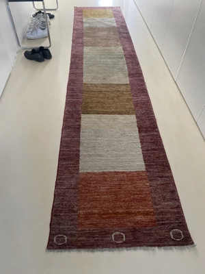 Handgeknüpfter Orientteppich Läufer aus Pakistan   80   360 cm   reine Wolle   hochwertig Bild 3