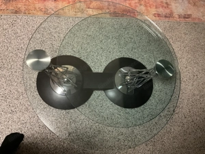 Wohnzimmertisch Glas rund zum aufdrehen Bild 2