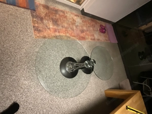 Wohnzimmertisch Glas rund zum aufdrehen Bild 3