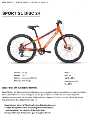 Mountainbike Stevens SL Disc 24 Zoll für Kinder Bild 9