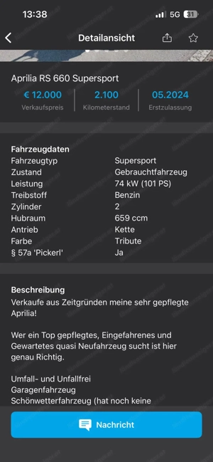 Motorrad Aprilia RS 660 Bild 7