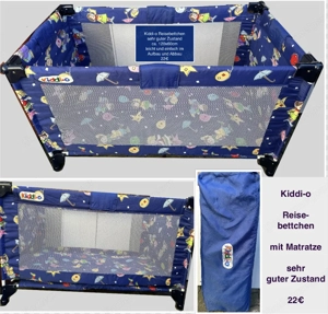 Baby Reisebett Kiddi blau gem. TOP