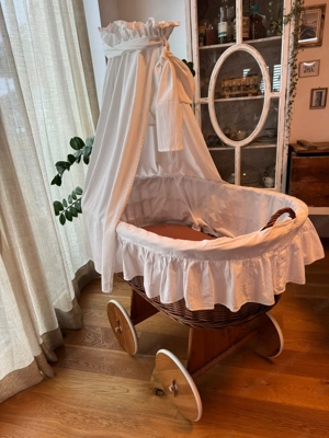 Stubenwagen Baby Holz Korbgeflecht wie neu