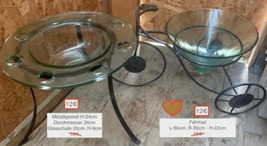 Deko Dreirad Blumenvase Glasschale Gestell Bild 3