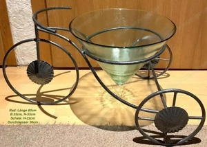 Deko Dreirad Blumenvase Glasschale Gestell Bild 2