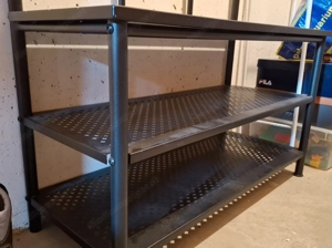 Ikea Garderobe "Pinnig", matt-schwarz, Metall mit Sitzbank aus Holz Bild 2