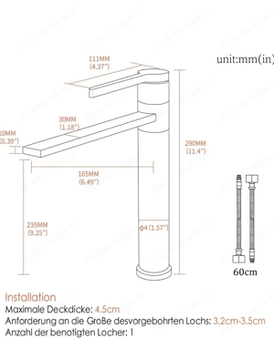 Waschtisch Armatur Set 2 Stk.   Wasserhahn   mattschwarz Bild 3