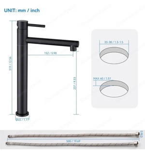 Waschtisch Armatur Set 2 Stk.   Wasserhahn   mattschwarz Bild 3