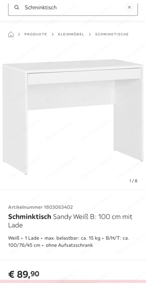 Schminktisch + Stuhl + Spiegel Bild 3