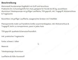 Teleskop Hunderampe  72 - 160  cm ausziehbar bis  85 kg Bild 4