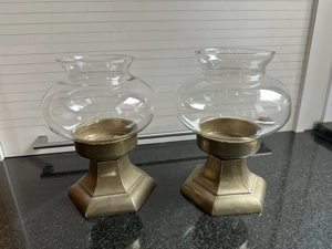 2 hochwertige GILDE Windlichter - Messing & Glas - Landhausstil - edel & zeitlos - Set Bild 2