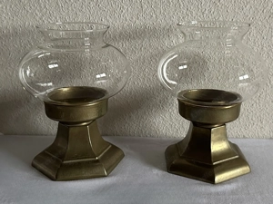 2 hochwertige GILDE Windlichter - Messing & Glas - Landhausstil - edel & zeitlos - Set Bild 3