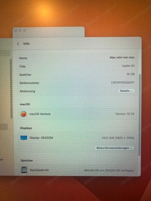 Apple Mac Mini M1, 16GB RAM, 1 TB Festplatte, BTO mit OVP Bild 4