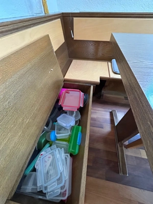 Eckbank Holz mit Tisch und 3 Stühlen Bild 2