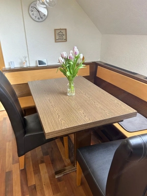 Eckbank Holz mit Tisch und 3 Stühlen Bild 4