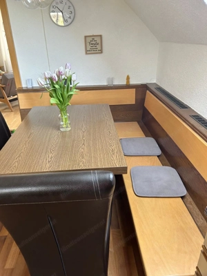 Eckbank Holz mit Tisch und 3 Stühlen Bild 3