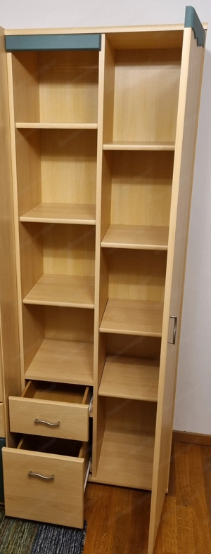 Schrank mit verschiedenen Fächern, Schubladen und einer Türe, Birkenoptik Bild 4