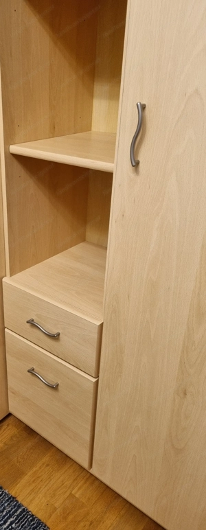 Schrank mit verschiedenen Fächern, Schubladen und einer Türe, Birkenoptik Bild 3