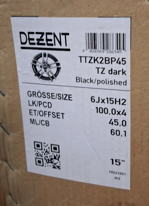 2 neue Alufelgen Renault 15 Zoll TZ dark Black polished Bild 2