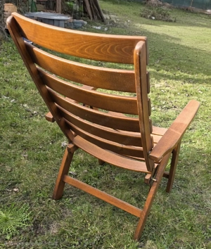 4 verstellbare Holz Gartenstühle Hochlehner mit Auflagen   sehr bequem Bild 2