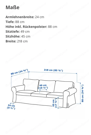Sofa 3-sitzer Federkern, Bezug abnehmbar und waschbar Bild 4