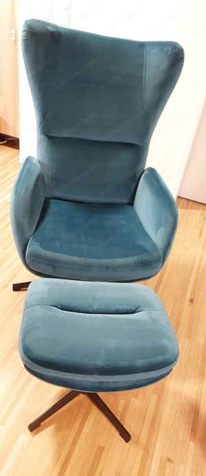 Sessel türquis mit Fußteil 