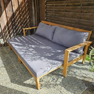 Gartensofa (Couch), Holz, mit Polsterbezug Bild 2
