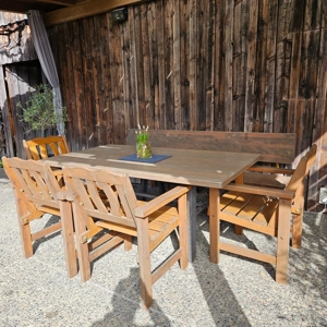 Gartenset, Tisch, Bank und 4 Stühle Bild 2