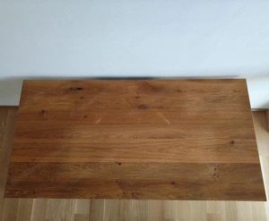 Schreibtisch aus Eiche Echtholz mit schwarzen Metallbeinen Bild 4