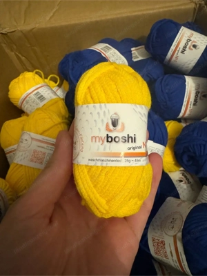 Wolle Blau Gelb 137 Stück