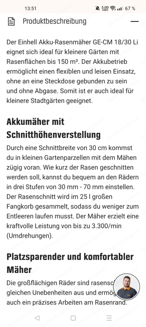 Rasenmäher Einhell Akku-Rasenmäher GE-CM 18 30 Li Bild 5