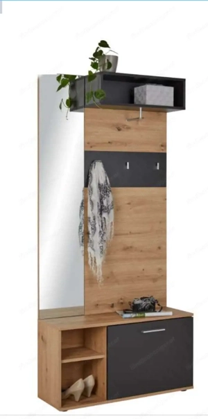 Garderobe in Grau Eichefarben  