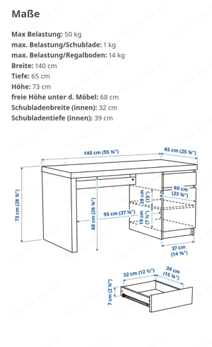 Schreibtisch IKEA Malm Bild 2