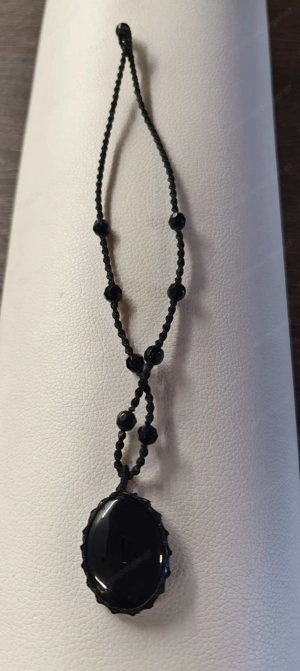 Halskette mit schwarzen Onyx-Anhänger makramee Fassung Onyx Stein Schmuck Bild 4
